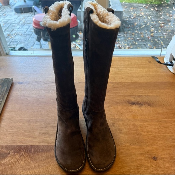 UGG Dark Brown Shearling-Lined Tall Boots - Picture 1 of 8